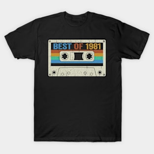 Best Of 1981 43rd Birthday Gifts Cassette Tape Vintage T-Shirt